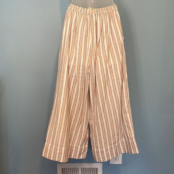 American Eagle Pants Striped Cotton Linen Wide Leg Pants - Picture 7 of 11